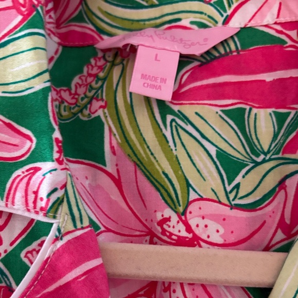 Floral Pink and Green Pajama Set - Picture 2 of 5